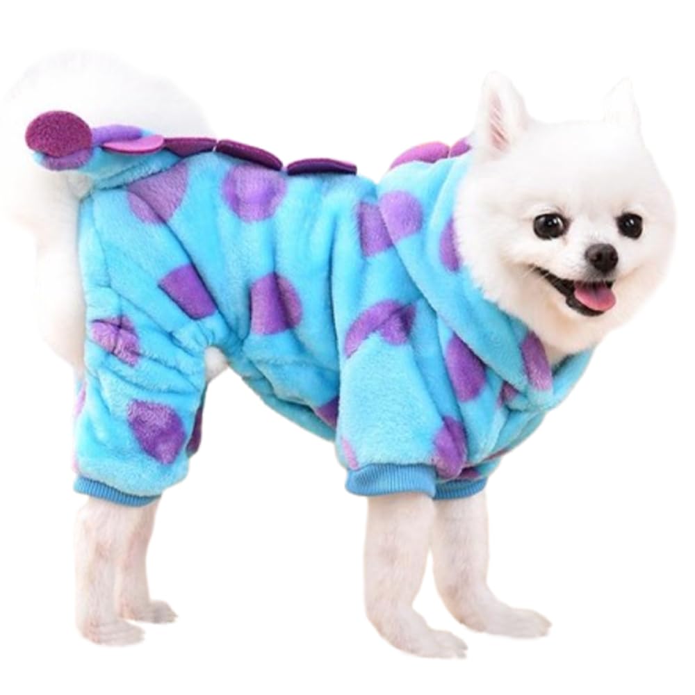 MQQYLBHDS Dinosaur Dog Christmas Halloween Costume Pet Dino Hoodies for Cold Weather Cat Outfit Dog Pjs Pajamas Winter Small Puppy Clothes (Blue,