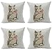 JgZATOA Funda De Cojín Acuarela Gato Funda De Almohada Sala De Estar Sofá Cama Fundas De Almohada Cojín De Oficina 45Cm X 45Cm Juego De 4