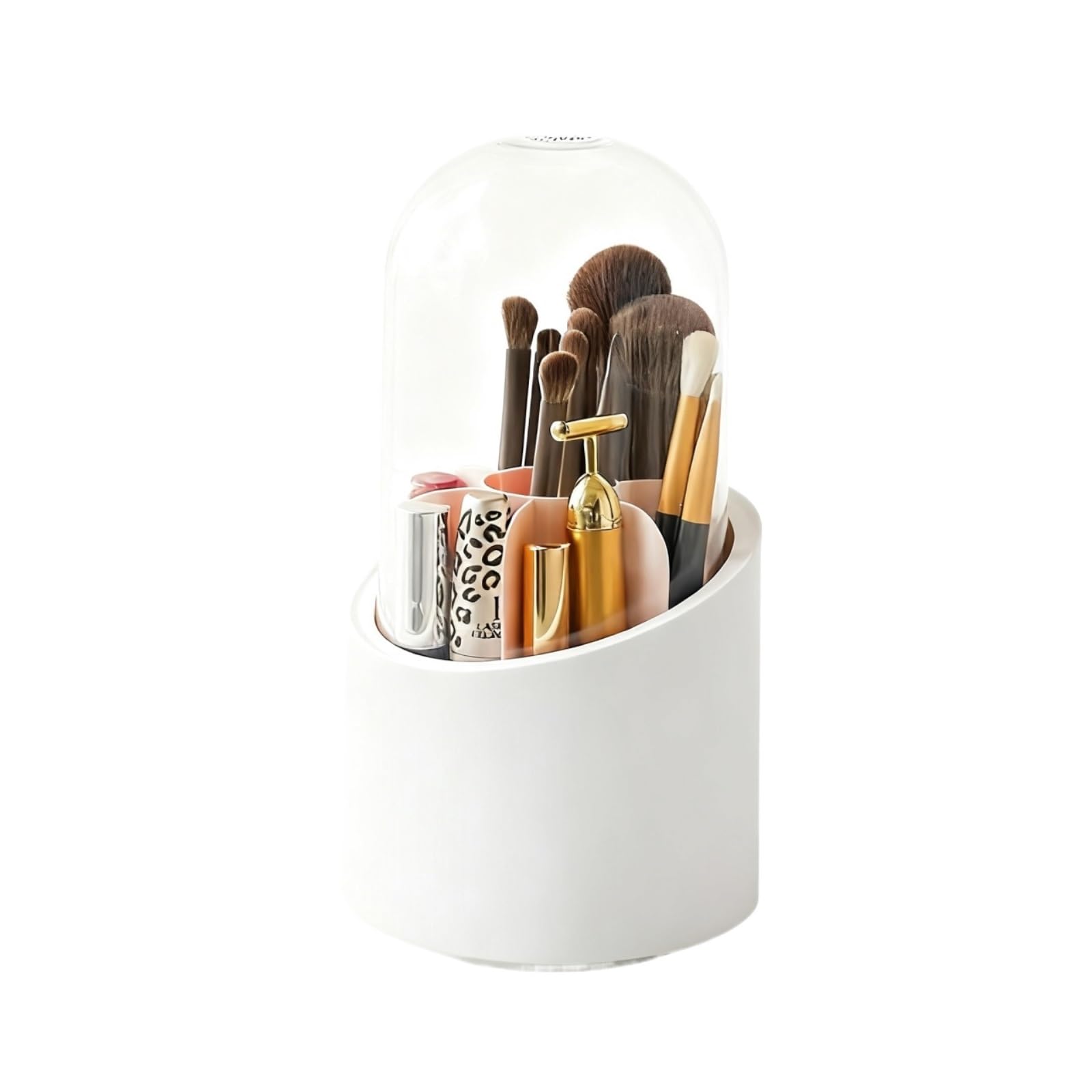 Stifteköcher Stifte Halter Stifthalter Aus Kunststoff Mit Fach Und Deckel Zur Aufbewahrung Von Make-up-Pinseln Schreibtisch-Organizer(White)