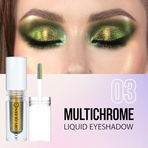 Image of Colors Queen Multichrome Liquid Eyeshadow | Long Wearing & Highly Pigmented Eyeshadow with Metallic Finish | Transfer Proof & Smudge Proof Liquid Eye Shadow for Eye Makeup (03 - Northern Lights)