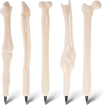 Bewudy 5 PCS Creative Novelty Bone Shape Ballpoint Pens, 1.0mm Black Ink Bone Model Pens Nurse Doctor Pen Halloween Party Favors for Kids Student Stationery Halloween Party Supplies