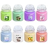 Decorlife 3.7 oz Scented Candle Set, 8-Pack Included Balsam Cedar, Lavender, Lilac, Beach Walk, Mang