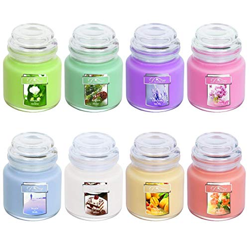 Decorlife 3.7 Oz Scented Candle Set, 8-Pack Included Balsam Cedar, Lavender, Lilac, Beach Walk, Mango Peach, Vanilla, Rose And Jasmine, Great Candle Jar Set For Holiday Gift #TOP25