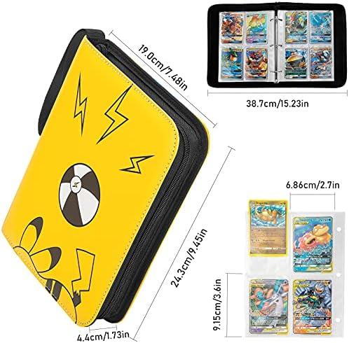 YINKE Case Binder Holder for Pokemon Card,Game Cards, PM TCG Card, Holds Up to 400 Cards with 50 Premium 4-Pocket Page, Hard Organizer Carry Cover Storage Bag