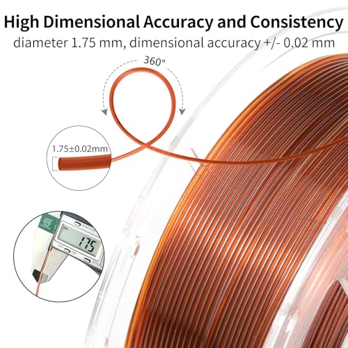 Image of IEMAI Clear PLA Filament 1.75mm Brown 1kg, Glossy Transparent Finish 3D Printer Filament Up to 600mm /s High Speed Printing for Lampshades, Home Decor & Creative DIY