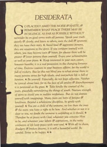 Desiderata Plaque (JC BK-W1022)