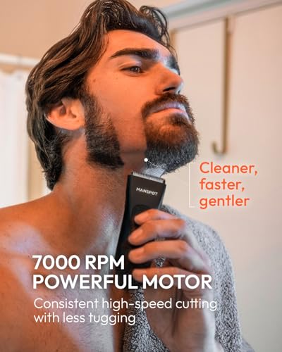 Image of MANSPOT Manscape Groin Hair Trimmer for Men, Electric Ball Trimmer /Shaver, Replaceable Ceramic Blade Heads, Waterproof Wet /Dry Groin & Body Shaver Groomer,90 Minutes Shaving After Fully Charged