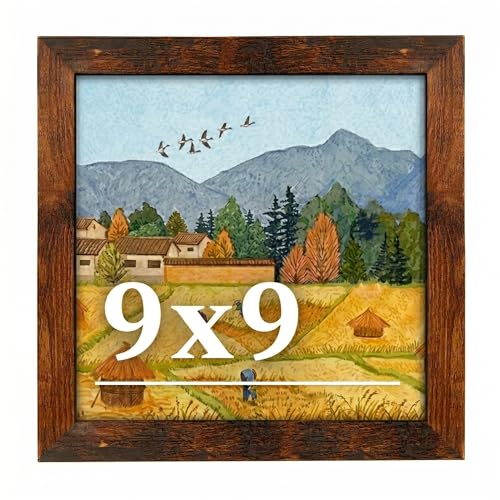 Veleclo 9x9 Picture Frame for Wall Display 9x9 Brown Picture Frame with Shatter Resistant Plexiglass Stable and Sturdy 9 x 9 Poster Frame for Wall Display Handpicked Gift Collection 1 Pack