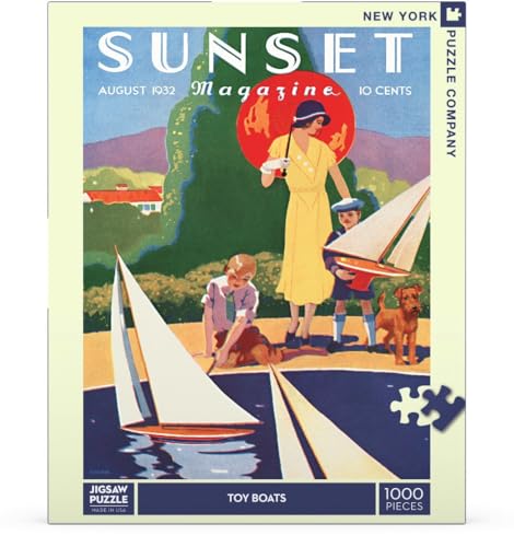New York Puzzle Company - Sunset Toy Boats - 1000 Piece Jigsaw Puzzle