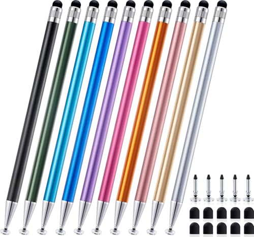 LINFANC 10 Pcs 2-in-1 Stylus Pen for Touchscreen, High Precision & Sensitivity Stylus Pen for iPad/iPhone/Android Tablets, Compatible with All Touch Screens