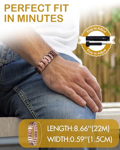 Feraco CA-B07XR6WFV4 Men'S Copper Magnetic Bracelet Elegant 99.99% Solid Copper Bracelets thumb #5