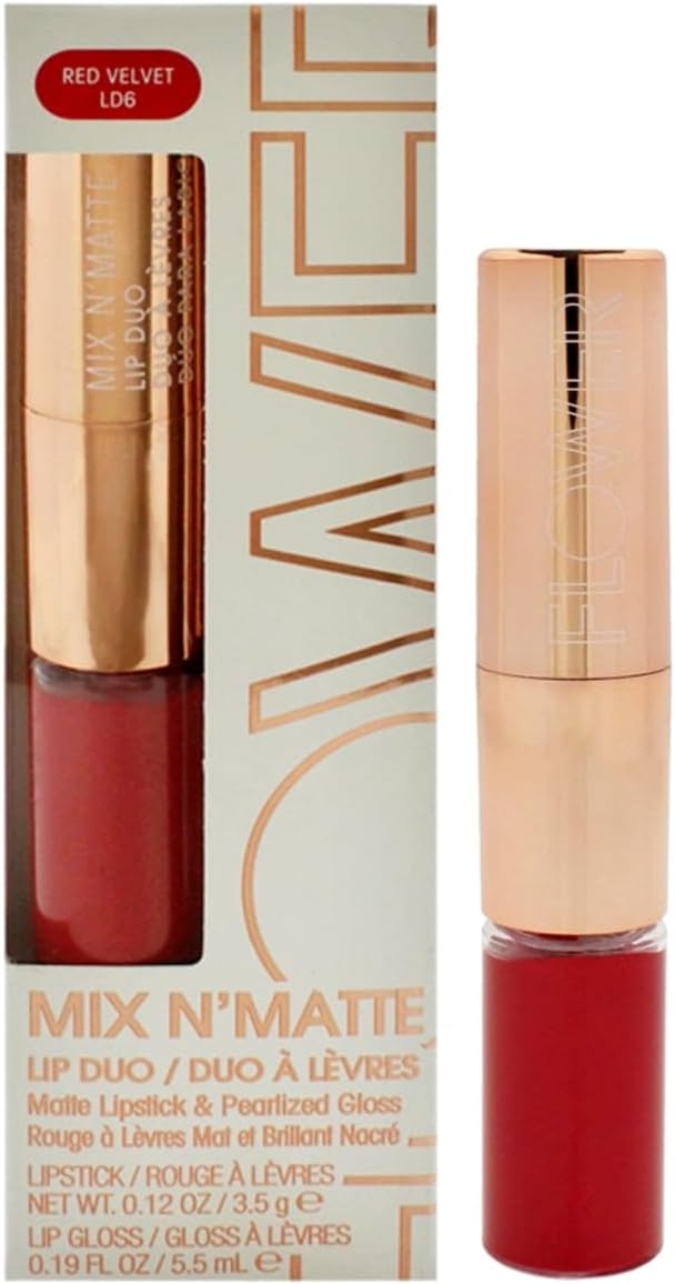 Mix N Matte Lip Duo - LD6 Red Velvet by Flower Beauty for Women - 1 Pc 0.12 oz Lipstick, 0.19 oz Lip Gloss