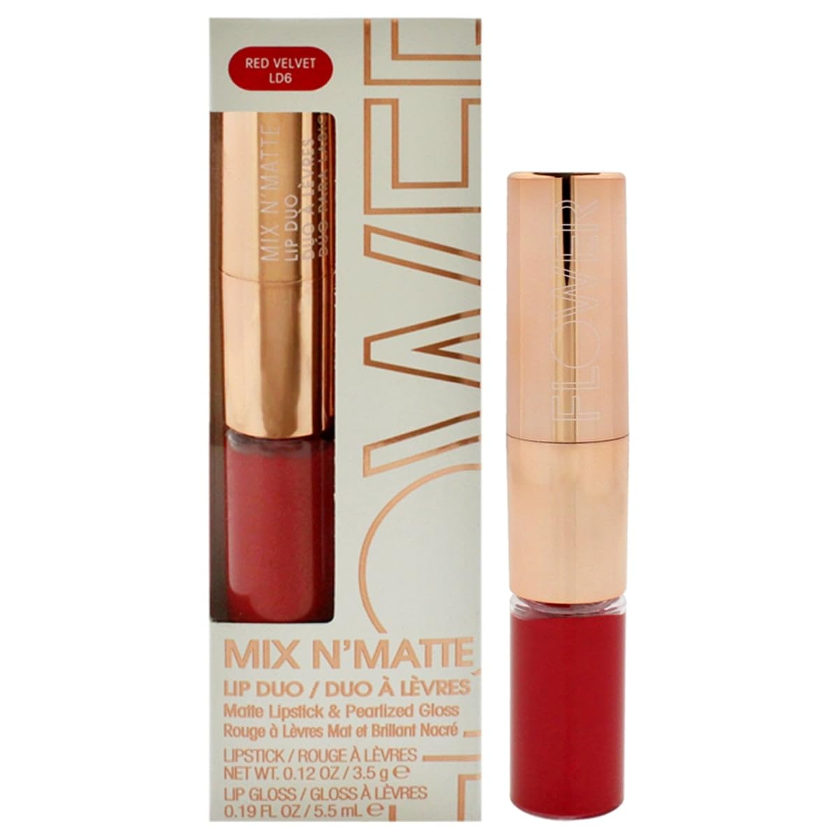 Mix N Matte Lip Duo - LD6 Red Velvet by Flower Beauty for Women - 1 Pc 0.12 oz Lipstick, 0.19 oz Lip Gloss