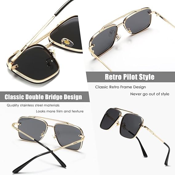 Image of Desire Rocky Square Sunglass for Men Yash, KGF Chapter Sunglasses 100% UV Protection Goggle Alloy Frame Medium Size Frame