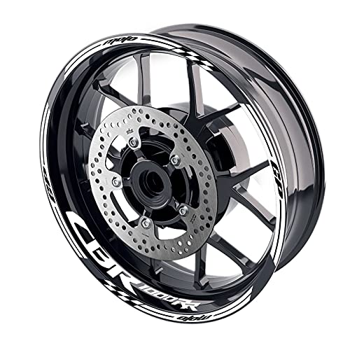 MC MOTOPARTS 17 inch Wheel Rim Stickers Stripe Vinyl Glossy Decals AA02 Compatible with CBR1000RR Fireblade 03-24 14 15 16 17 18 19 20 21 22 23 24 WHITE