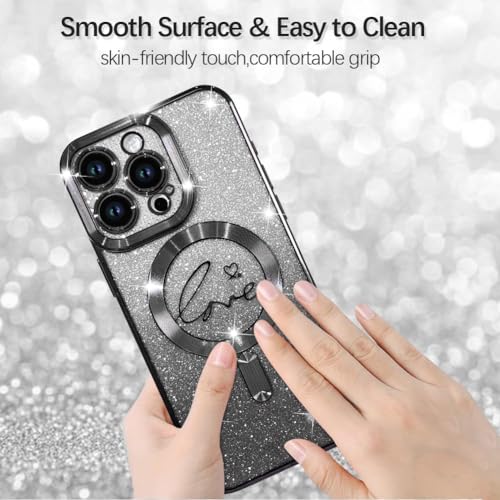 Image of ZIYE Magnetic Case Designed for iPhone 16 Pro Max Glitter Case-Black