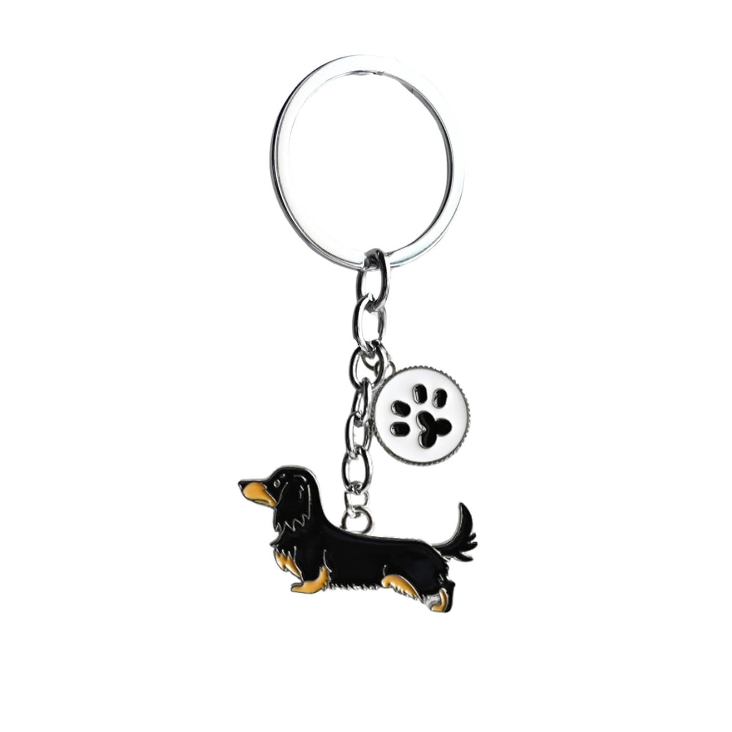 Bt Bear Unisex Dachshund Black 2 Dog Key-Ring Keychain,Do Id Tag Cute Metal Dog Keychain Keyring Keyfob Bag Charm（Dachshund Black）