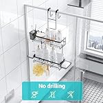 Over the Door Shower Caddy Hanging: Black Rustproof Shower Organizer over the Door - No Drilling Bathroom Rack for Inside - Image 4