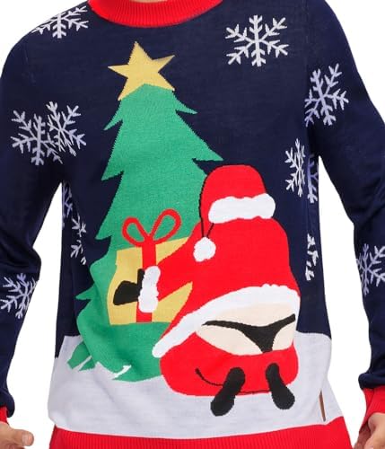 Tipsy Elves Erkekler için Çirkin Noel Kazakları - Tatil Partileri için Rahat Erkek Noel Kazakları, Kış Balina Kuyruğu (Siyah), M - Görsel 3