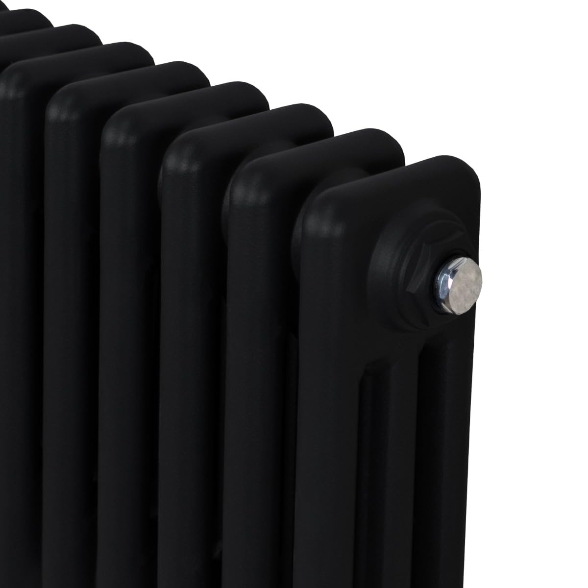 Radiador Tradicional Horizontal de 3 Columnas 600mm x 832mm | Negro Mate | Acero | Montado en pared | Kit de fijación y soportes + Cepillo de limpieza GRATIS | Calefacción estufa calefactor