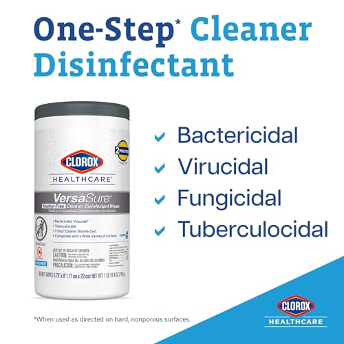 Clorox Healthcare VersaSure Cleaner Disinfectant Wipes, 6.75" x 8", 85 Count Canister, Pack of 6 (Package May Vary) - image 3