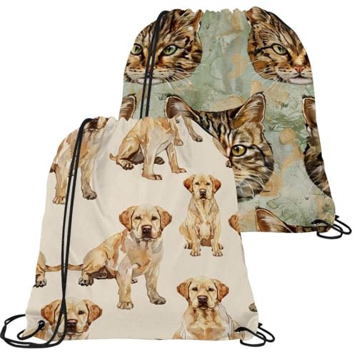 Sac à dos gym étanche avec cordon de serrage et motif chien imprimé multicolore
