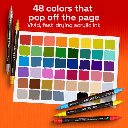 Image of ARTISTRO 48 Acrylic Paint Markers - Paint Pens for Drawing - For Fabric, Rock, Glass, Wood, Molds - Arts & Crafts Gift for Adults, Teens, Kids, Classroom Must Haves & School Supplies
