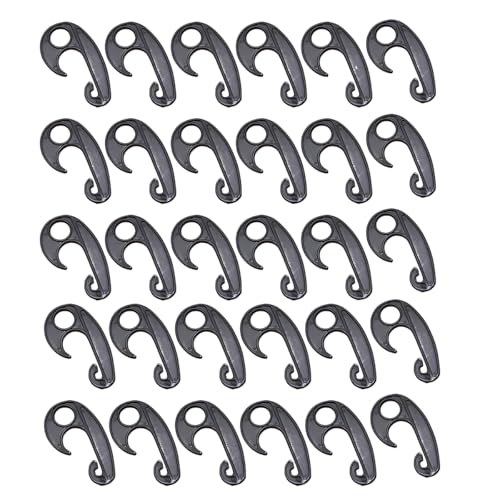 AIMALL 30PCS Heavy Duty Luggage Net Hooks, Durable Plastic Cargo Tie Down Straps, Bungee Cord Clips, Universal for Car, Bike, and Vehicle Securing