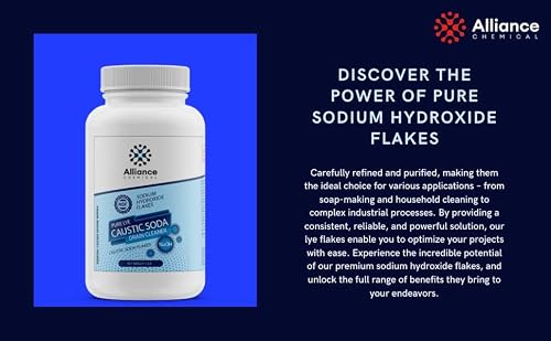 Sodium Hydroxide Flakes - Food Grade (Nsf Certified) - 2Lb Can - (Pure Red Devil Lye/Caustic Soda) - Uses: Soaps, Drain Cleaner, Textiles, Paper, Petroleum, Water Treatment - Alliance Chemical #TOP3