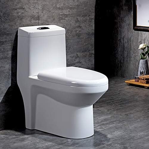 Ceramic One Piece Western Toilet/Commode/Water Closet Rimless Syphonic Flushing/EWC/WC Floor Mounting with Soft Close Seat Cover S Trap 65 X 33 X 76- (White)