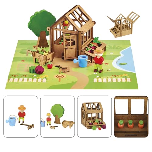 La Serre du Jardinier 40 Pièces JEUJURA Jeu de Construction en Bois Naturel Tapis et Accessoires Inclus 22x18 5x8 5 cm - vue 5