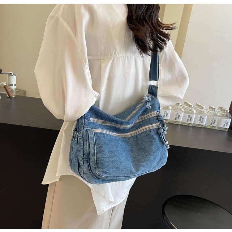 Image of Denim Purses for Women Denim Crossbody Handbags Jean Casual Lightweight Shoulder Tote Purse
