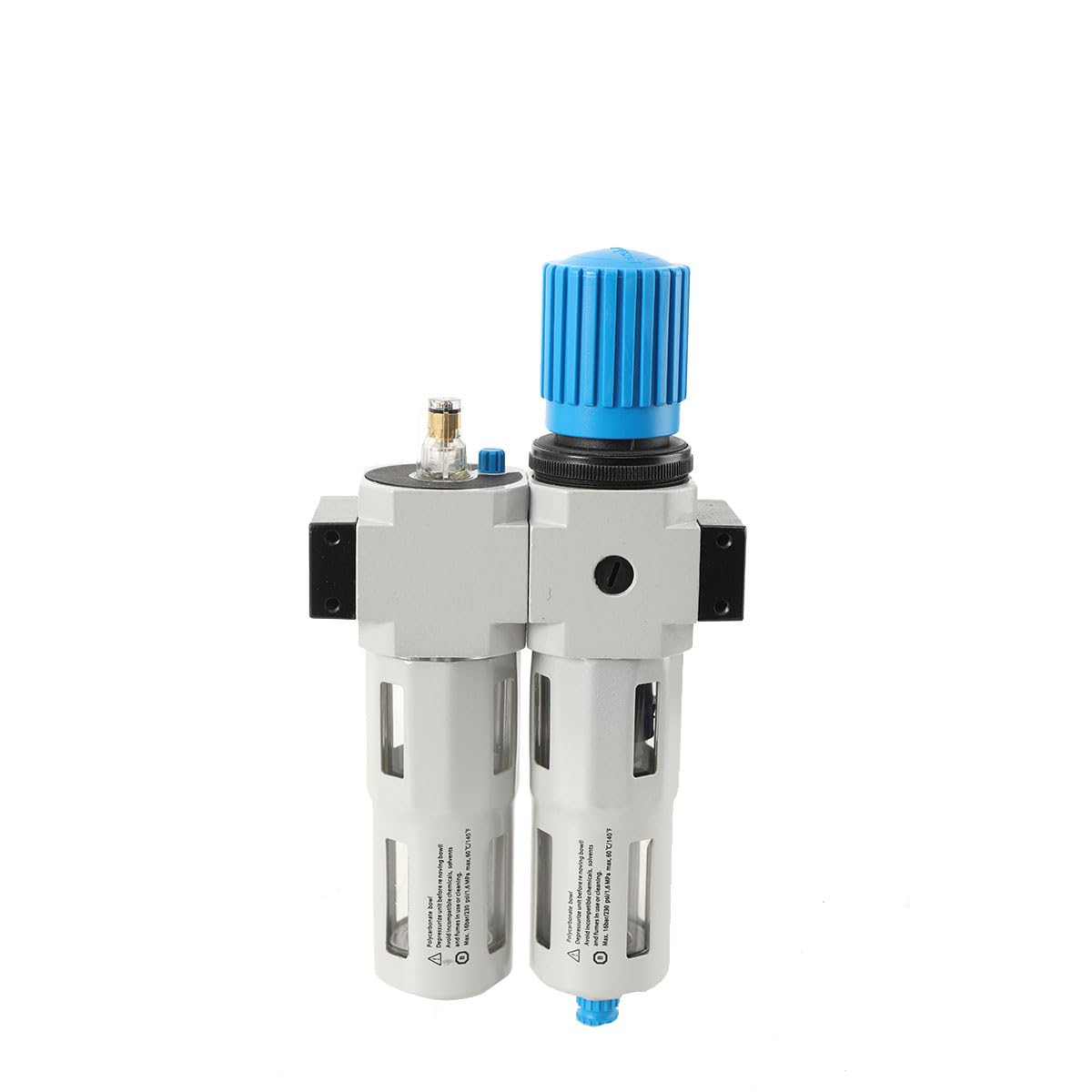 G 1/2 Filtro de compresor de aire, separador de agua, 2 piezas, unidades de mantenimiento, regulador de aire comprimido con manómetro (G 1/2 / drenaje automático con flotador)