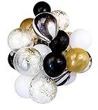 Shindig + Bash 12 Inch Party Balloons - Confetti - Gold - Black - White - Marble - 20 Pieces