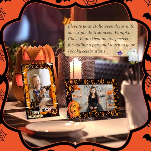 Image of AmazingSpark 50 Pack Halloween Pumpkin Picture Frame 4 x 6 Paper Photo Ornament Bulk Pumpkin Cardboard Photo Gifts for Halloween Friendsgiving Decorations Birthday Party Favor Supplies