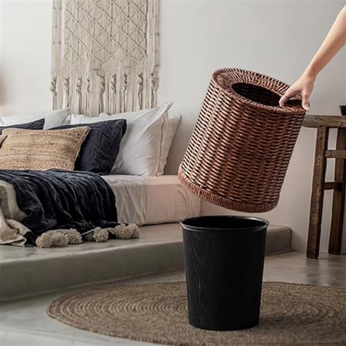 Caneca de basura redonda sin tapa 12L rattan PE miniatura 6