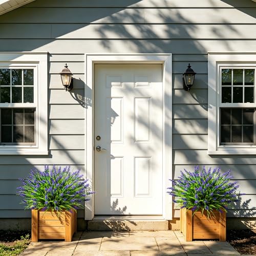 Image of AmyHomie 16 PCS Artificial Flowers for Outdoors, Fake Lavender Plants