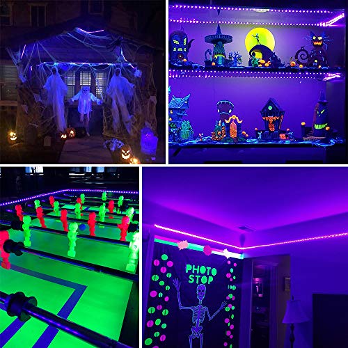 Solarlang Uv Blacklight Led Strip Kit, 16.4Ft/5M, 3528 300Leds, 395Nm-405Nm, 12V Black Light Strip Lights, Non-Waterproof For Night Fishing, Indoor Fluorescent Party, Stage Lighting, Body Paint #TOP5
