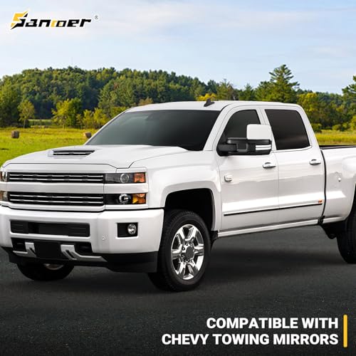 Sanooer Painted White Towing Mirrors Compatible with 2014-2018 Chevy Silverado GMC Sierra with Switchback Dynamic Turn Light Running Lights Power Glass Backup Heated Pair by Sanooer - Image 7
