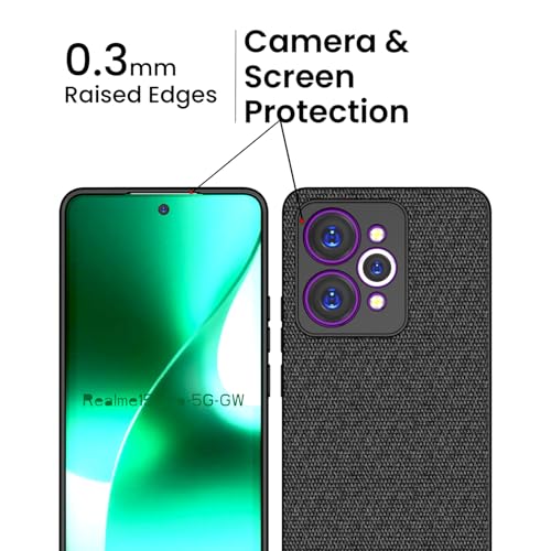 Image of Kapa Soft Full Fabric Protective Back Case Cover for Realme 15 Pro 5G | Shockproof Slim Hard Anti Slip Back Case (Black)