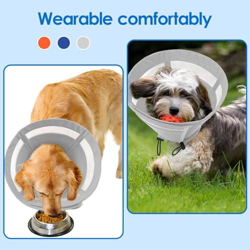 Image of SAWMONG Soft Cone for Dogs - Medium Dog Recovery Collar, Adjustable E-Collar to Stop Licking After Surgery (M, Gray)