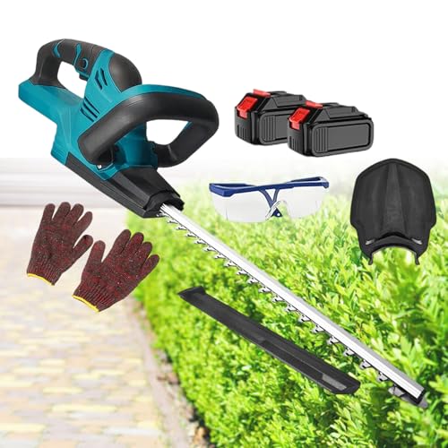 pealiritansemen Cortasetos Eléctrico De Mano, Cortasetos con Batería De 3000 Mah, Cortasetos Inalámbrico para Jardín, con Cuchilla De Doble Filo De 48 Cm, Afilado Y Potente,2batteries