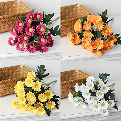 Artificial Fake Flowers, 6 Bundles White Daisies Plastic Flowers Outdoor Uv Resistant Fake Daisy Faux Greenery Shrubs Plants For Home Window Diy Garden Planter Wedding Farmhouse Indoor Decorations #TOP4