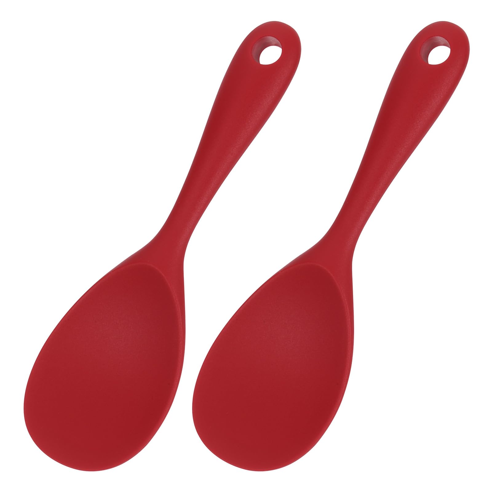 sourcing map 2 Pack Rice Paddle, Silicone Rice Spoon Non Stick Rice Spatula Heat Resistant Rice Cooker Spoon, Red