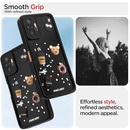 Image of Pikkme Back Cover for Redmi Note 10 Pro /Note 10 Pro Max | Cute Fun Cartoon 3D Bear Silicone Full Body Protection Bumper Cover (Black)