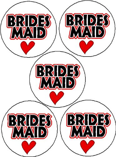 Set of 5 BRIDESMAID (heart love) 1.25" Pinback Button Wedding Party Marriage Bachelorette
