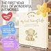 PassionUp Baby Memory Book for Boy Girl with Extra Space for Favorite Photos - First Year Baby Book Keepsake with Themed and Monthly Sections - 8x8 in. - Lovely Gift for Parents and their Newborns