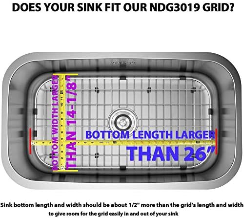 Serene Valley Kitchen Sink Bottom Grid and Sink Protector NDG3019, 304 Premium Stainless Steel, dim 26" x 14 1/8"
