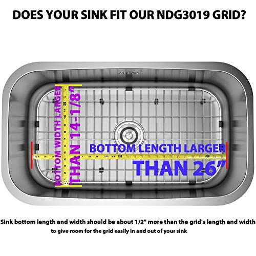 Serene Valley Kitchen Sink Bottom Grid And Sink Protector Ndg3019, 304 Premium Stainless Steel, Dim 26" X 14 1/8" #TOP1