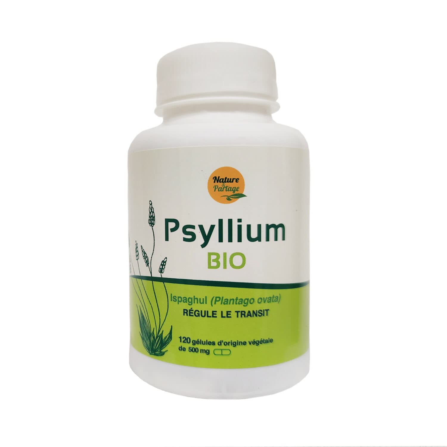 Nature Et Partage Psyllium Gélules BIO 120 géllules de 500mg | Certifié Ecocert